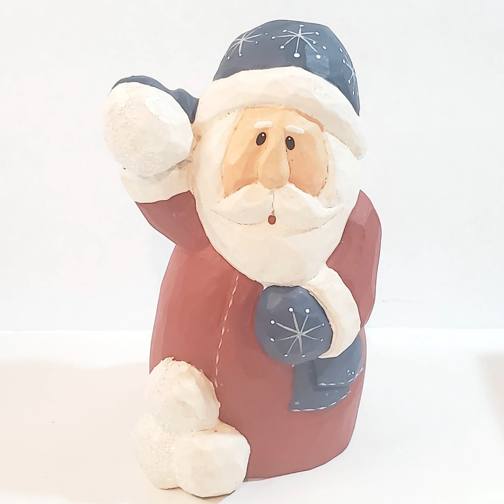 Vintage Eddie Walker Santa Figurine Christmas Decor Snowballs Glitter